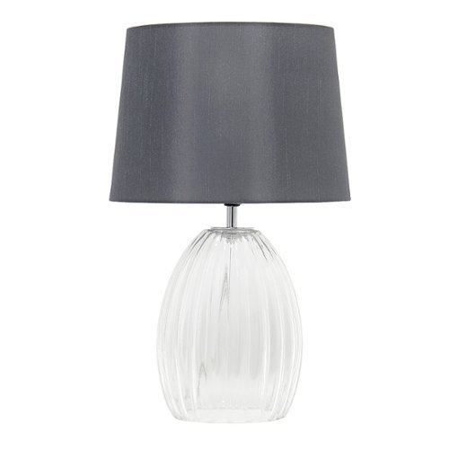 UPC 810052827520 product image for Lalia Home - Table Lamp with Fluted Clear Glass Base and Gray Fabric Shade -  | upcitemdb.com