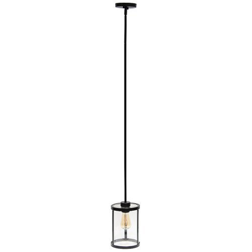 

Lalia Home 1 Light Adjustable Pendant Fixture with Cylindrical Clear Glass shade and Metal Accents - Black