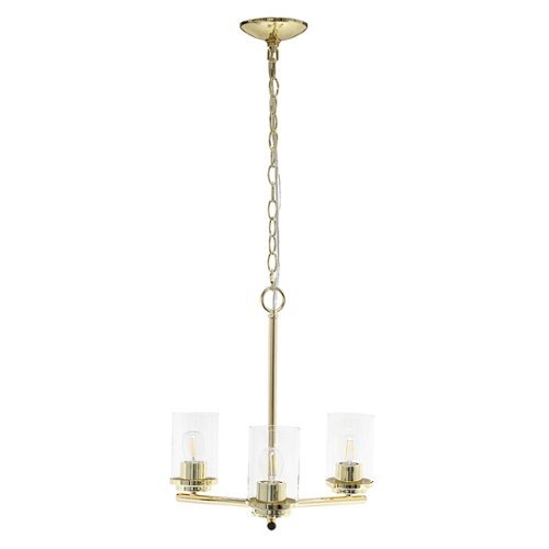 

Lalia Home 3 Light Clear Glass and Metal Hanging Pendant Chandelier - Gold