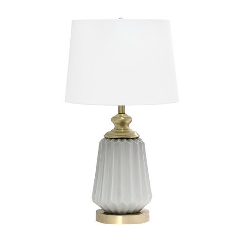

Lalia Home Table Lamp with Fluted Ceramic and Metal Base - Gray/antique bronze