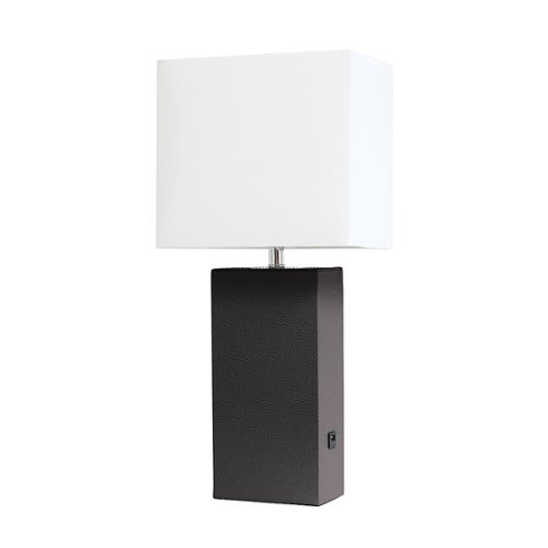 

Lalia Home Lexington Leather Base Modern Table Lamp with USB - Espresso Brown