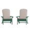 Alamont Home - Charlestown Indoor/Outdoor Adirondack Chairs with Cushions - Set of 2 - Green/Cream-Front_Standard