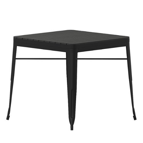 Alamont Home - Helvey Indoor/Outdoor Commercial Steel Patio Table with Poly Resin Slatted Top - Black