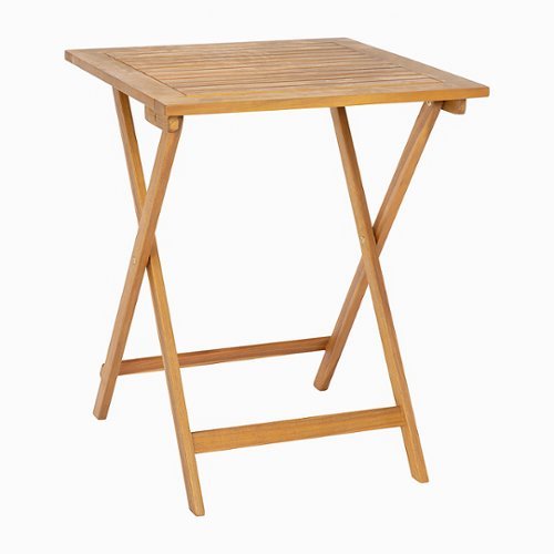Alamont Home - Martindale Indoor/Outdoor 24" Square Solid Acacia Wood Slat Top Folding Patio Table - Natural