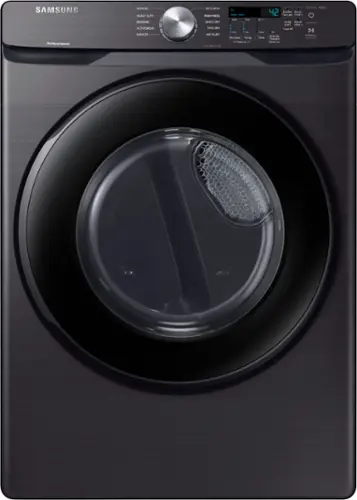 Front. Samsung - Open Box 7.5 Cu. Ft. Stackable Electric Dryer with Sensor Dry - Black Stainless Steel.