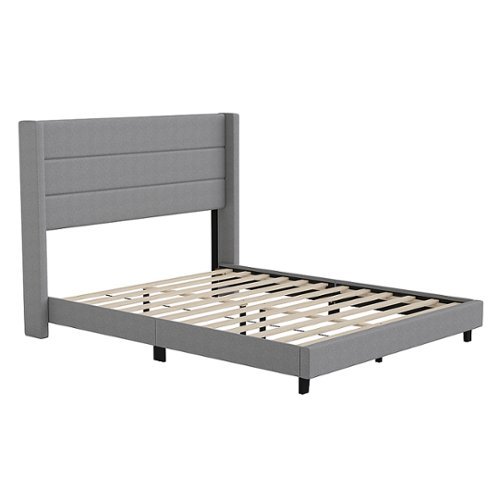 

Flash Furniture - Hollis Queen Size Upholstered Platform Bed with Wingback Headboard - Gray