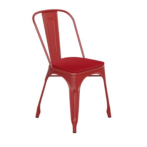 Image of Flash Furniture - All-Weather Commercial Stack Chair & Poly Resin Seat - Red/Red