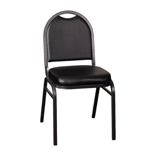 

Flash Furniture - Commercial Dome Back Stacking Banquet Chair with Metal Frame - Black Vinyl/Silver Vein Frame