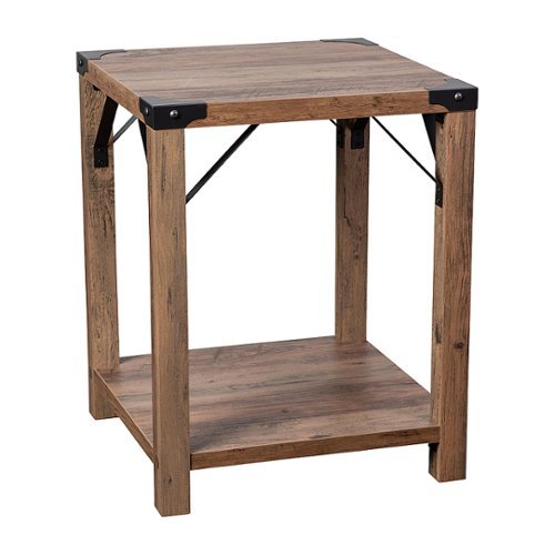 

Flash Furniture - 2-Tier Side Table with Metal Side Braces and Corner Caps - Rustic Oak