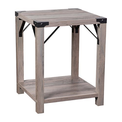 

Flash Furniture - 2-Tier Side Table with Metal Side Braces and Corner Caps - Gray Wash