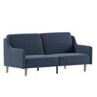Flash Furniture - Split Back Futon Sofa with Curved Arms and Solid Wood Legs - Navy