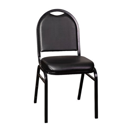 Image of Flash Furniture - Commercial Dome Back Stacking Banquet Chair with Metal Frame - Black Vinyl/Black Frame