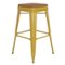 Alamont Home - Kai Indoor/Outdoor Backless Bar Stool with Poly Seat - Yellow/Teak-Front_Standard