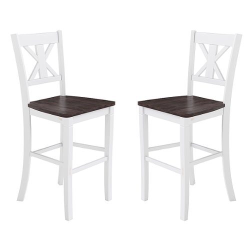 

Flash Furniture - Gwendolyn Rustic Wood Bar Height Stool (Set of 2) - White Wash