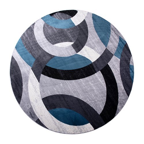 Image of Flash Furniture - Harken Collection Modern Round Geometric Design Area Rug 8' x 8' - Blue