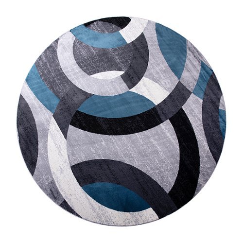 Alamont Home - Harken Collection Modern Round Geometric Design Area Rug 8' x 8' - Blue