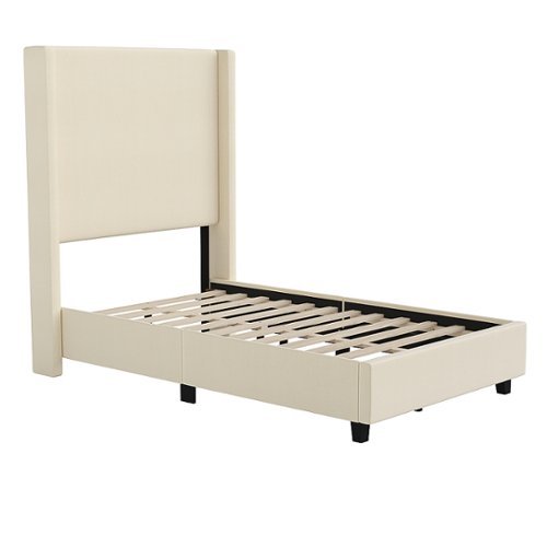 

Flash Furniture - Quinn Twin Size Upholstered Platform Bed with Channel Stitched Headboard - Beige