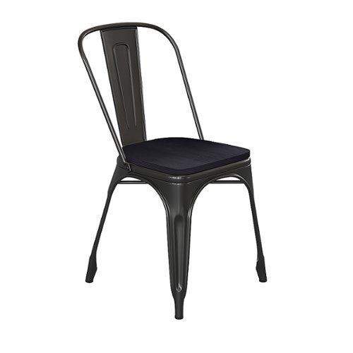 Image of Flash Furniture - All-Weather Commercial Stack Chair & Poly Resin Seat - Black/Black