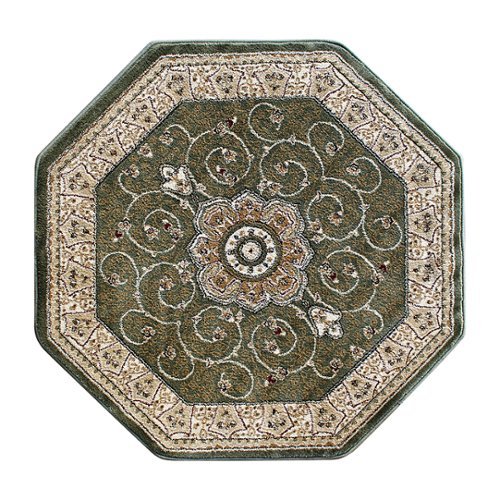 Alamont Home - Portman Collection Medallion Motif Traditional Persian Style Round Area Rug 7' x 7' - Green