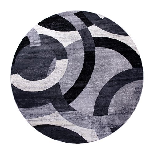 Image of Flash Furniture - Harken Collection Modern Round Geometric Design Area Rug 8' x 8' - Gray