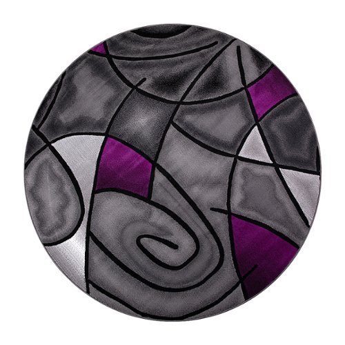 Image of Flash Furniture - Jubilee Collection Abstract Style Round Accent Area Rug 7' x 7' - Purple