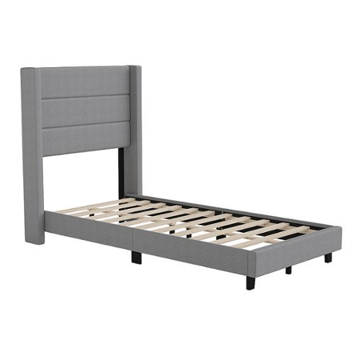 

Flash Furniture - Hollis Twin Size Upholstered Platform Bed with Wingback Headboard - Gray