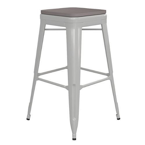 

Flash Furniture - Kai Indoor/Outdoor Backless Bar Stool with Poly Seat - White/Gray