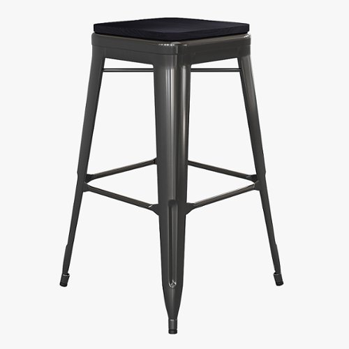 

Flash Furniture - Cierra Industrial Resin Backless Bar Stool (Set of 4) - Black/Black