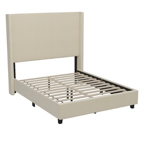 

Flash Furniture - Quinn Full Size Upholstered Platform Bed with Channel Stitched Headboard - Beige