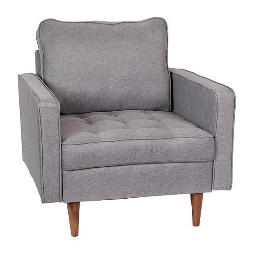 Flash Furniture - Compact Upholstered Tufted Chair with Wooden Legs - Slate Gray