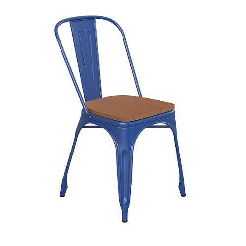Image of Flash Furniture - All-Weather Commercial Stack Chair & Poly Resin Seat - Blue/Teak