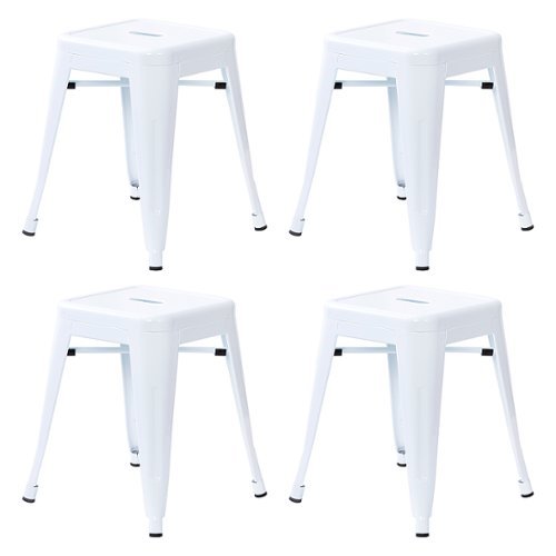 

Flash Furniture - Kai Industrial Metal Dining Stool (Set of 4) - White