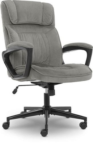 

Serta - Hannah Upholstered Executive Office Chair with Headrest Pillow - Soft Plush - Gray