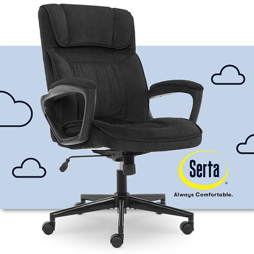 Serta - Hannah Upholstered Executive Office Chair with Pillowed Headrest - Charcoal Gray