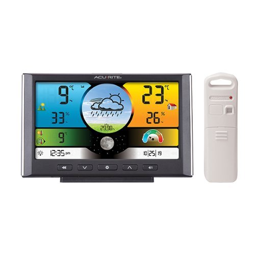 AcuRite - Weather Station with Color Display and Wireless Sensor for Indoor and Outdoor Conditions - Gray/White