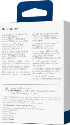 Insignia™ USB-C-to-SD/microSD Dual-Slot Card Reader - White WHERE TO BUY