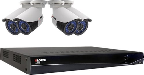  Lorex - 4-Channel, 4-Camera Indoor/Outdoor High-Definition Security System - White