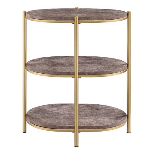

OSP Home Furnishings - Renton 3-Tier Oval Table - Brown Stone/Soft Gold