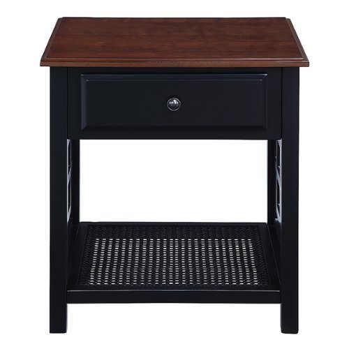 

OSP Home Furnishings - Oxford 1 Drawer Side Table - Black Frame / Cherry Top