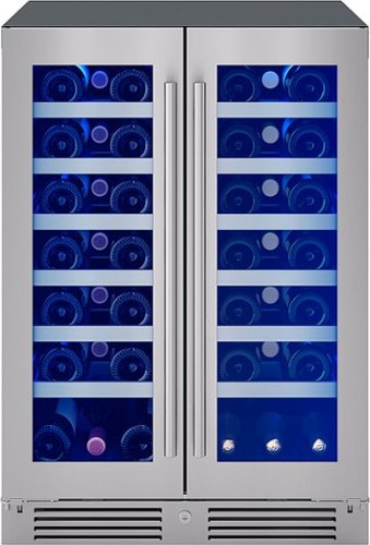 Zephyr - Presrv 24 in. 42-Bottle Built in/Freestanding Wine Cooler with Dual Temperature Zone and French Doors - Stainless Steel/Glass