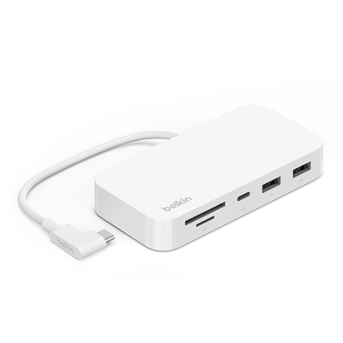 Belkin - USB-C 6-in-1 Multiport Hub with Mount - Powered USB Hub with Micro SD Card Reader