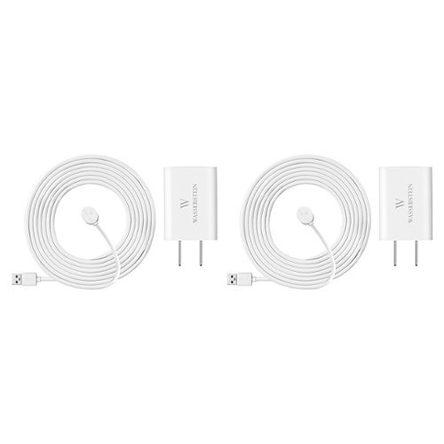 Wasserstein 25' Weatherproof Outdoor Charging Cable Compatible with Arlo Ultra/Ultra 2/Pro 3/Pro 4 (2 Pack) - White GLOBAL SHIPPING