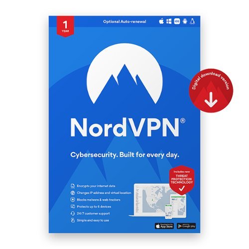 NordVPN - VPN Software (1-Year Subscription) - Android, Apple iOS, Linux, Mac OS, Windows [Digital]