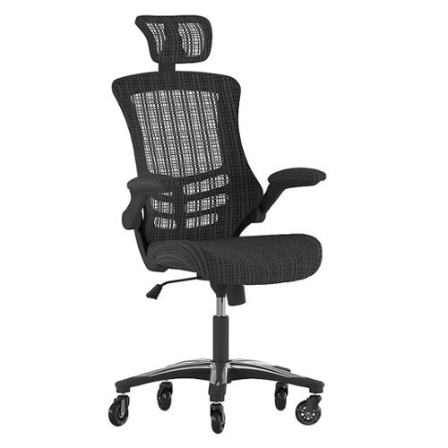 Flash Furniture - Ergonomic Swivel Task Chair with Roller Wheels & Flip Up Arms - Black