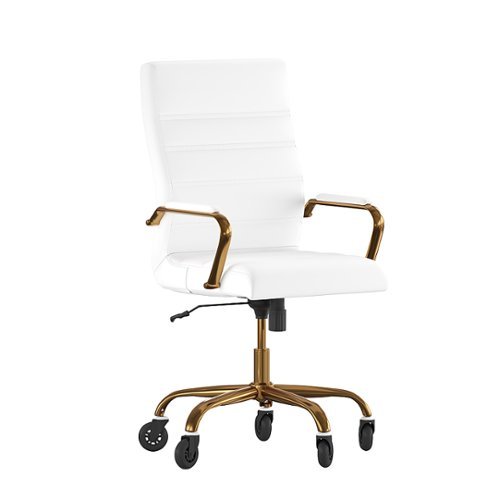 

Flash Furniture - Executive Chair on Skate Wheels - White LeatherSoft/Gold Frame