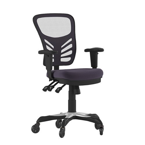 Flash Furniture - Mid-Back Ergonomic Multifunction Mesh Chair with Polyurethane Wheels - Dark Gray