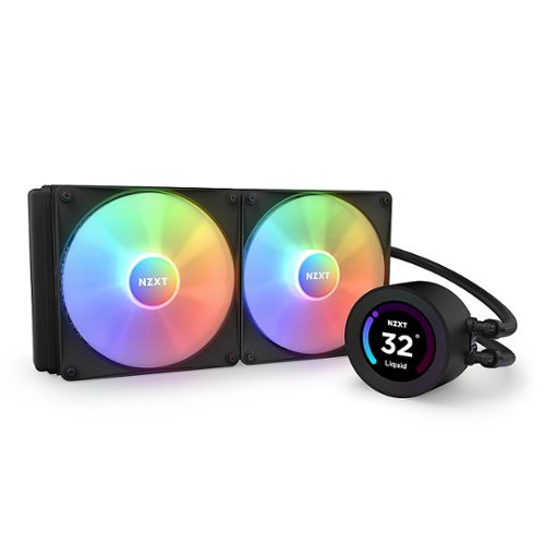 NZXT - Kraken Elite RGB 280mm Radiator CPU Liquid Cooler (2 x 140mm Core Fans) with RGB Controller and 2.36" LCD Display - Black