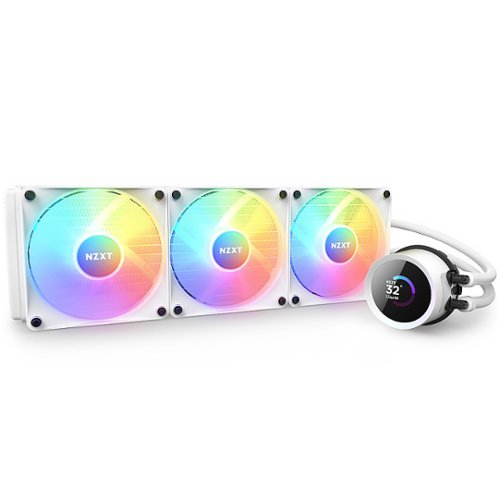 NZXT - Kraken RGB 360mm Radiator CPU Liquid Cooler (3 x 120mm Core Fans) with RGB Controller and 1.54" LCD Display - White