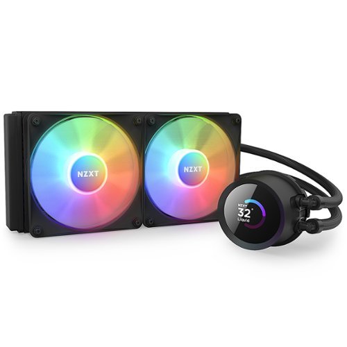 NZXT - Kraken 240 - 120mm Fans + AIO 240mm Radiator Liquid Cooling System with 1.54" LCD display and RGB Fans - Black