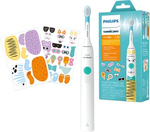 

Philips Sonicare - Sonicare for Kids Design a Pet Edition Electric Toothbrush - White With Aqua Blue Button